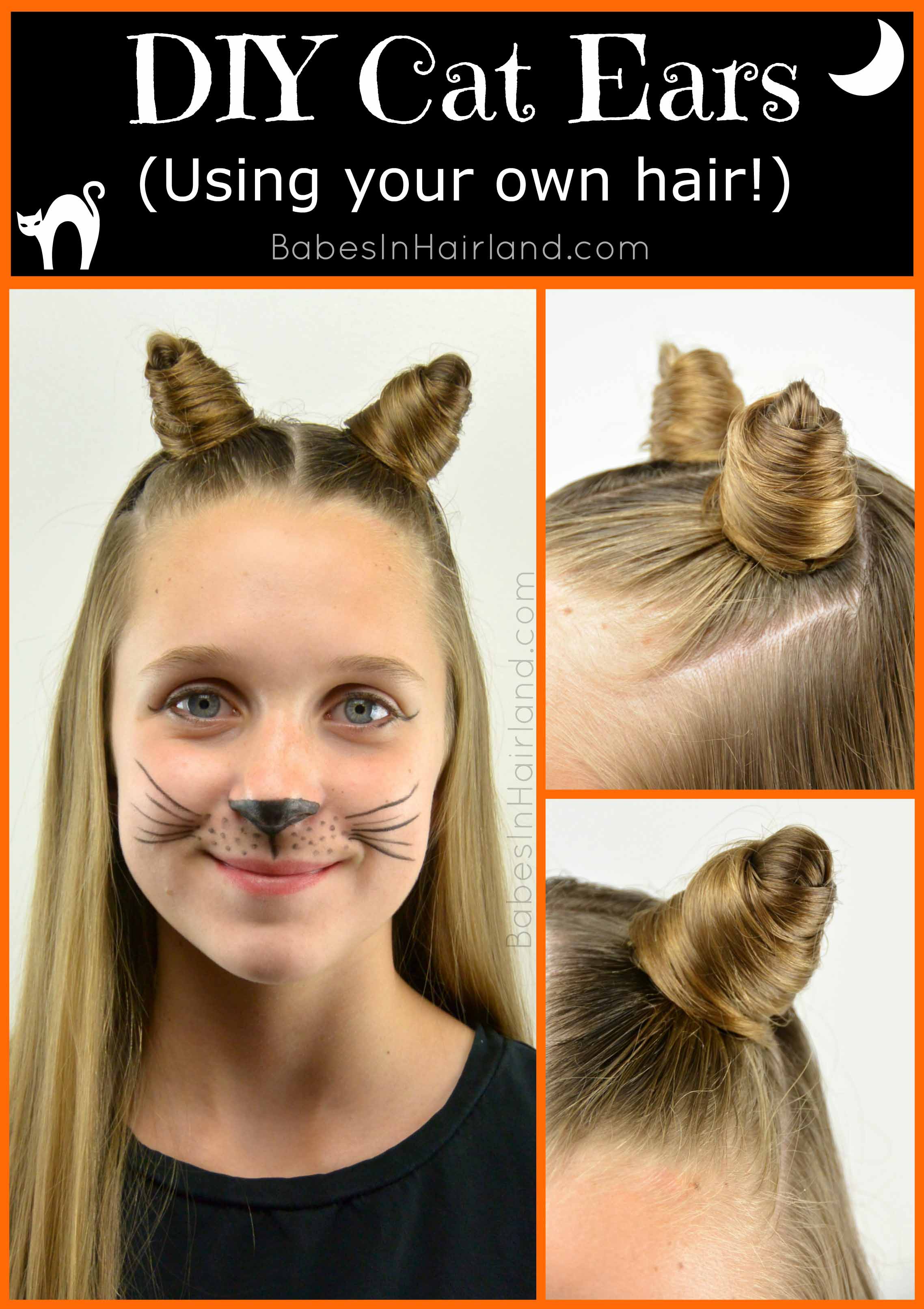 Cat Ears Using Your Own Hair #2 | Halloween Hairstyle - Babes In Hairland