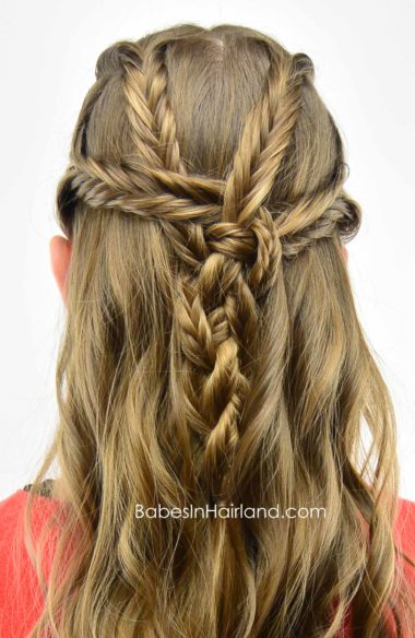 Fishbone Braided Pullback from BabesInHairland.com #fishbonebraid #fishtailbraid #hair #hairstyle #curls #braids