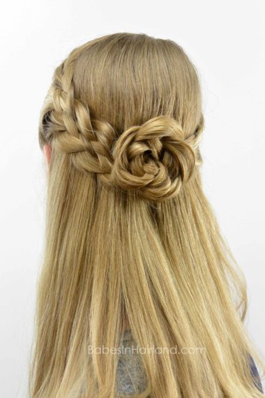 5 Strand Pullback & Flower Braid (Rosette) from BabesInHairland.com #hair #hairstyle #5strandbraid #hairflower #flowerbraid