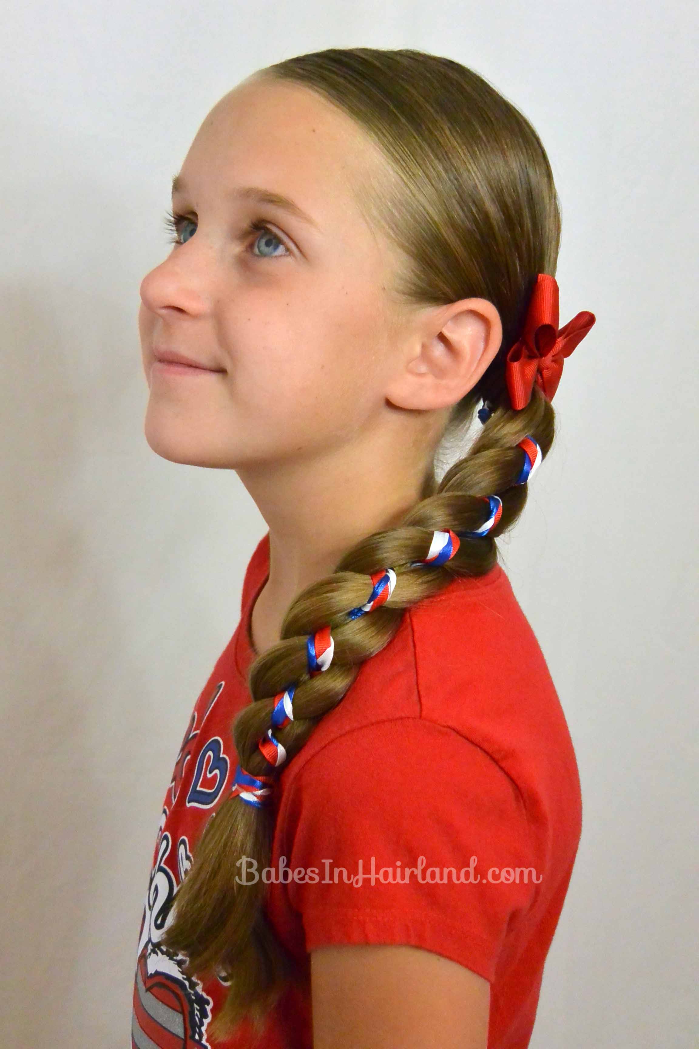 Ribbon Braid in a 4 Strand Braid | 4th of July Hairstyle - Babes In Hairland