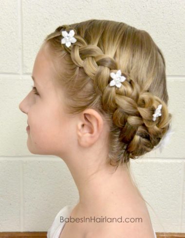 Dutch Braided Baptism Hairstyle from BabesInHairland.com #baptism #lds #mormon #braids #dutchbraids #hair