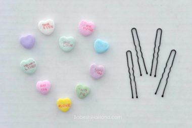 Candy Heart Hair Pins for Valentine's Day from BabesInHairland.com #valentinesday #hearts #hair #accessories