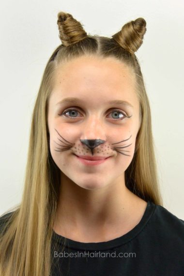DIY Cat Ears Using Your Own Hair from BabesInHairland.com #halloween #cat #costume #hair
