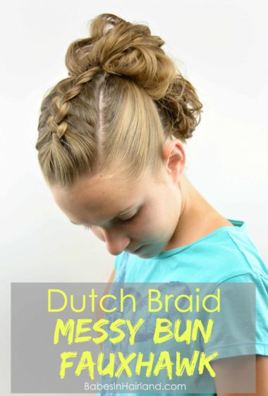 Dutch Braid Messy Bun Fauxhawk from BabesInHairland.com #fauxhawk #dutchbraid #buns #hair