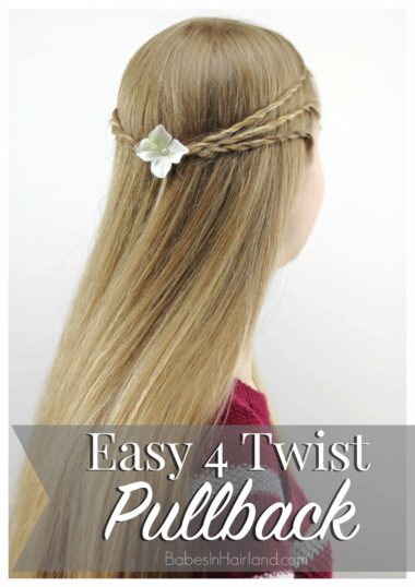 Running late or don't want to spend lots of time on your hair? This easy 4 Twist Pullback hairstyle done by my 14 year old is just what you're looking for! BabesInHairland.com | teen hair | rope twists |