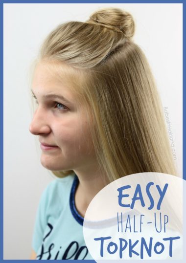 Be out the door in minutes with this quick & easy half-up topknot hairstyle tutorial from BabesInHairland.com | teen hairstyle | bun | hair