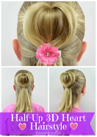 Half-Up 3D Heart Hairstyle from BabesInHairland.com #hair #heart #valentinesday #hairstyle