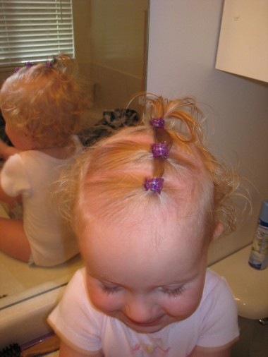 three baby ponytails