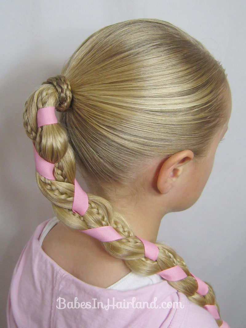 ribbon braided into hair