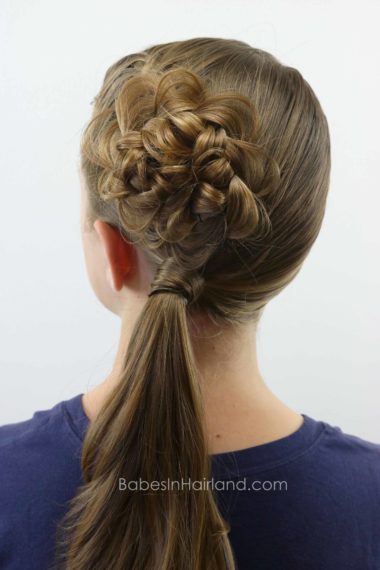Flower Braid (Rosette) Topped Ponytail from BabesInHairland.com #hair #flowerbraid #ponytail #hairstyle
