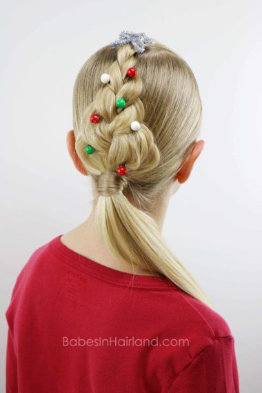 For an easy Christmas hairstyle, try this cute Christmas Tree Braid from BabesInHairland.com | hair | braids | hairstyle | easy hairstyle |