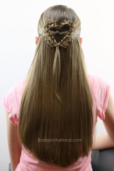 Girl's will just love this cute and easy Valentine's Day Braided Doily Heart Hairstyle from BabesInHairland.com | braids | hair | Valentine's Day 