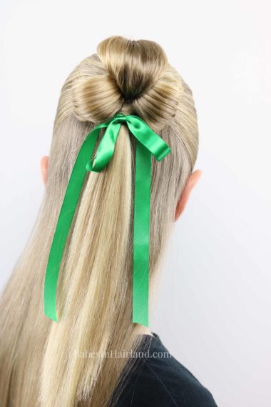 Need a cute St. Patrick's Day hairstyle, but don't have much time? This cute St. Patrick's Day Clover style takes just minutes and is pinch proof! BabesInHairland.com 