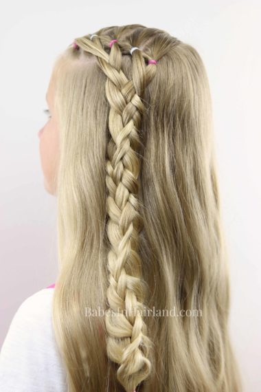 Keep hair out of your face with this cute Feathered Ponies and 5 Strand Braid hairstyle from BabesInHairland.com | hair | braids | video