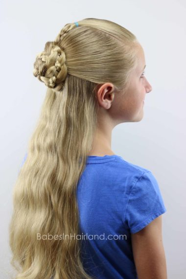Love 4 strand braids? Try this beautiful Half-Up Braids & Bun hairstyle for a hot summer day. BabesInHairland.com | 4 strand braids | bun | updo | half-up| hair | hairstyle