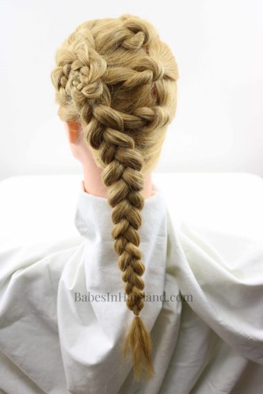 Combine several different hair techniques to create this beautiful Dutch Braid Knot Combo hairstyle from BabesInHairland.com #hair #hairstyle #dutchbraid #braids
