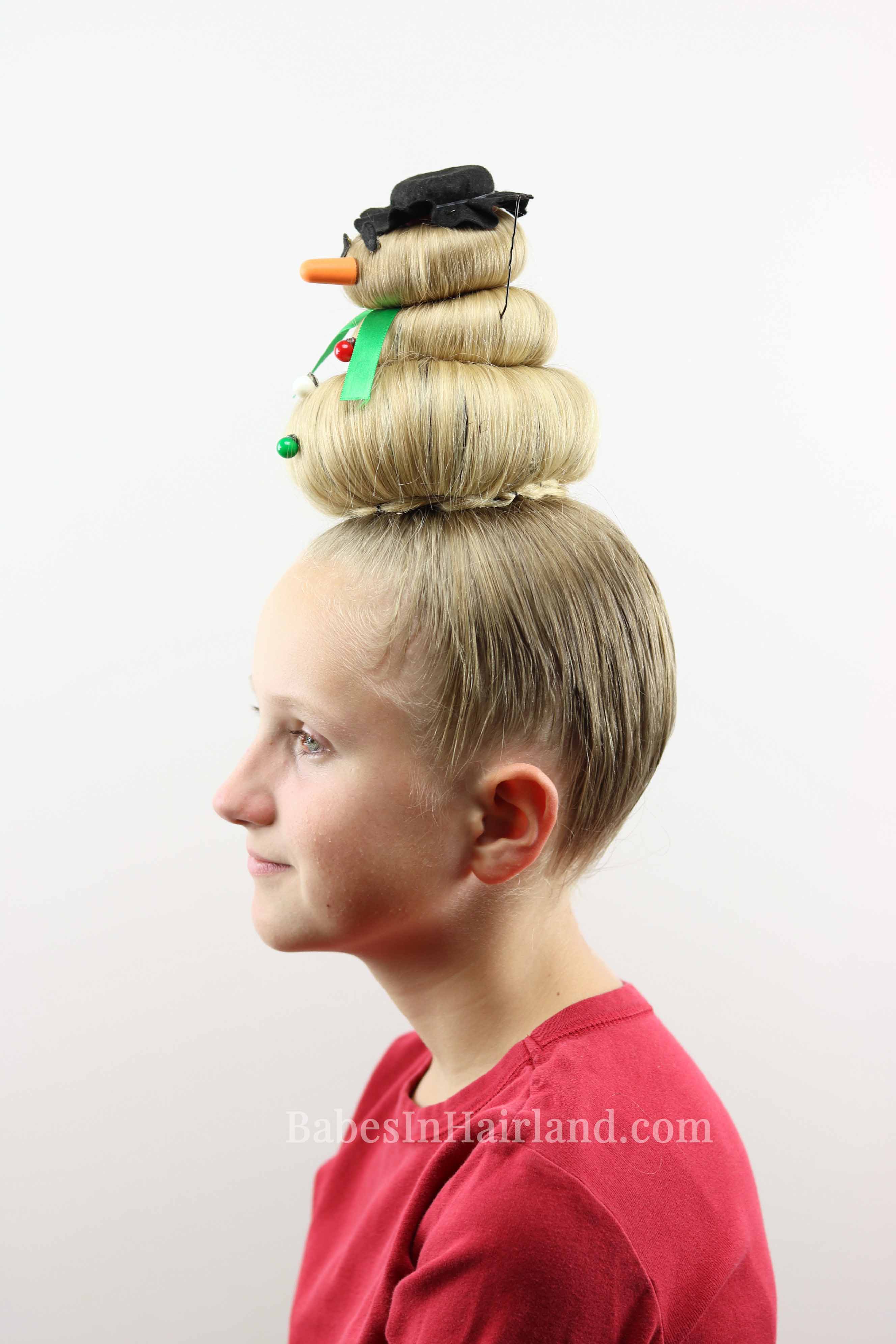 Snowman Hairstyle For Crazy Hair Day Or Christmas