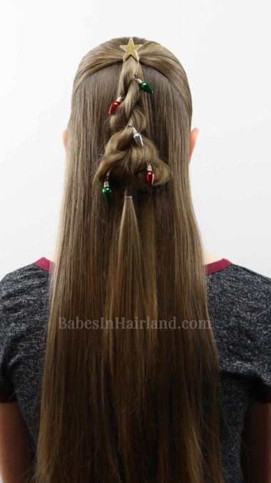 Decorate your hair for Christmas too with this cute Twisted Christmas Tree hairstyle from BabesInHairland.com. #hair #hairstyle #christmastree #ropetwist #twist #cute #christmashairstyle