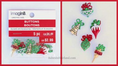 Add some cute Christmas buttons to a hairstyle to make it even more festive. BabesInHairland.com #button #Christmas #hairstyle #hair #Christmashairstyle #accessories