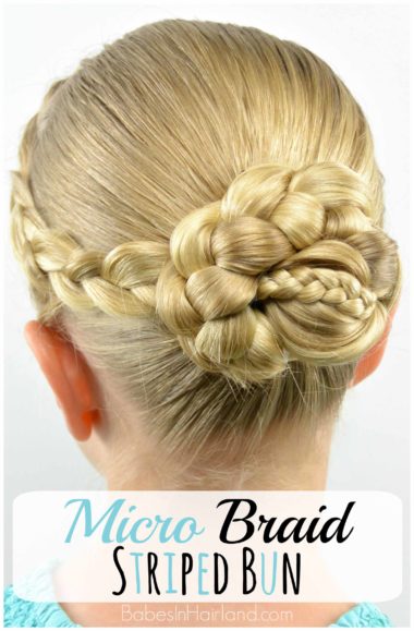 Micro Braid Striped Bun from BabesInHairland.com #bun #braids #dutchbraid