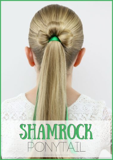 This is the cutest St. Patrick's Day hairstyle I've seen! Try a Shamrock Ponytail for luck from BabesInHairland.com has a fast and easy tutorial for this lucky hairstyle! #hair #hairstyle #shamrock #stpatricksday #lucky #3leafclover #3leafcloverhairstyle