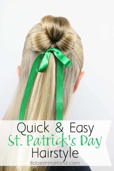 Need a cute St. Patrick's Day hairstyle, but don't have much time? This cute St. Patrick's Day Clover style takes just minutes and is pinch proof! BabesInHairland.com