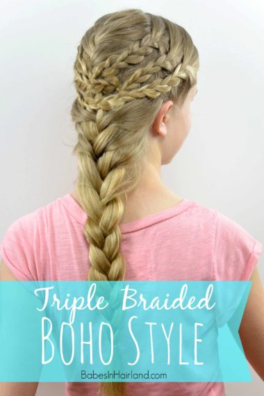 Triple Braided Boho Style from BabesInHairland.com #boho #braids #frenchbraid #hairstyle