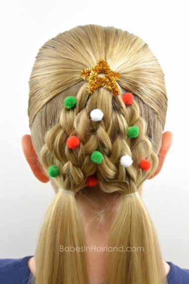 Braided Christmas Tree Hairstyle from BabesInHairland.com #christmas #christmastree #hairstyle #hair #braids