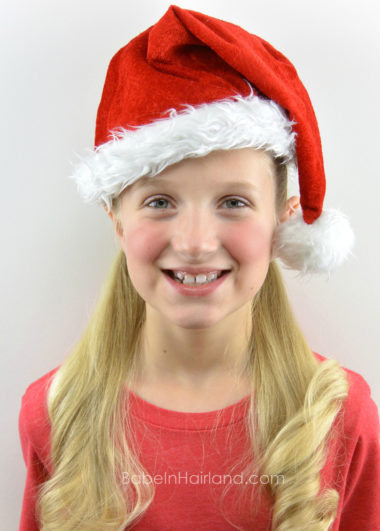 Santa Hat Hairstyle from BabesInHairland.com #santa #christmas #hairstyle #christmashairstyle #santahat