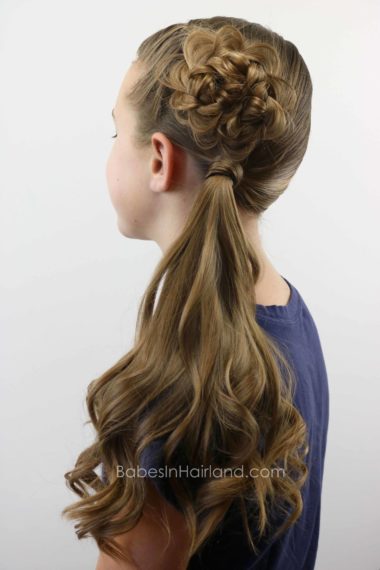 Flower Braid (Rosette) Topped Ponytail - Babes In Hairland