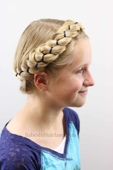 Add some color to a 4 strand braid by adding ribbon. This gorgeous 4 Strand Ribbon Braid Crown is just gorgeous. BabesInHairland.com | hairstyle | hair